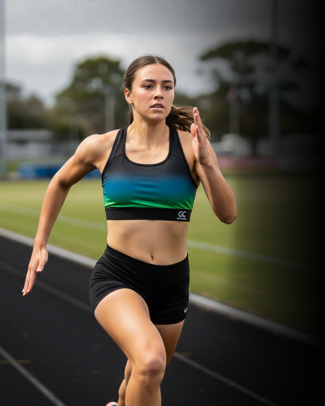 Runner in custom Game Changer athletics singlet