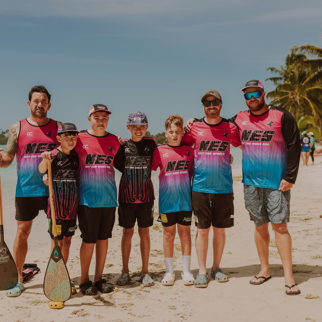 Waka ama crew in custom Game Changer paddling kit
