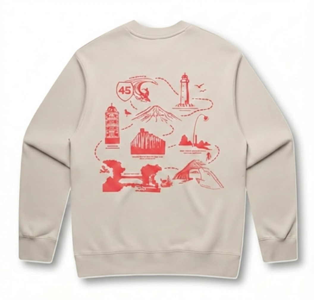 Taranaki Icon Map Adults Crew Sweatshirt