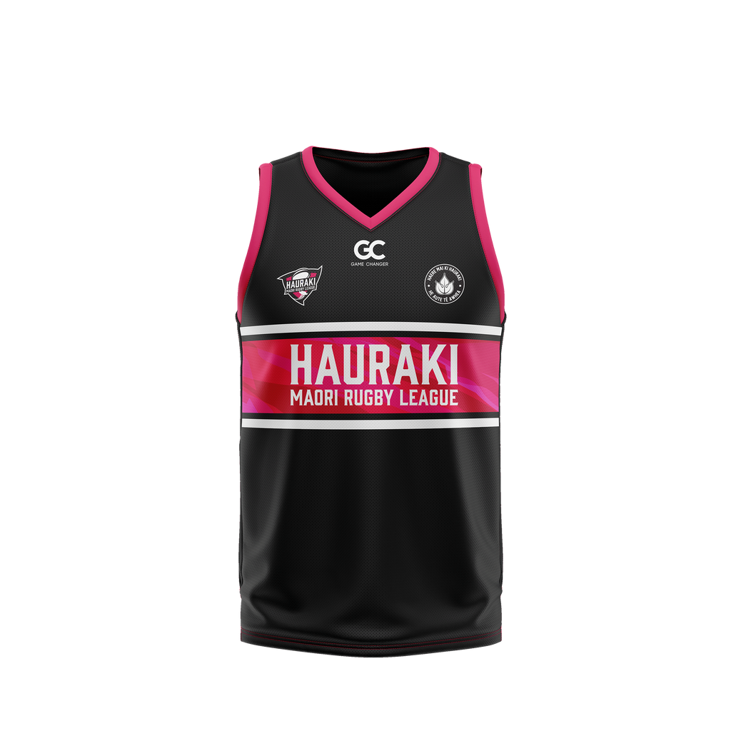 Hauraki Maori Rugby League - Official Stripe Casual Basketball Singlet