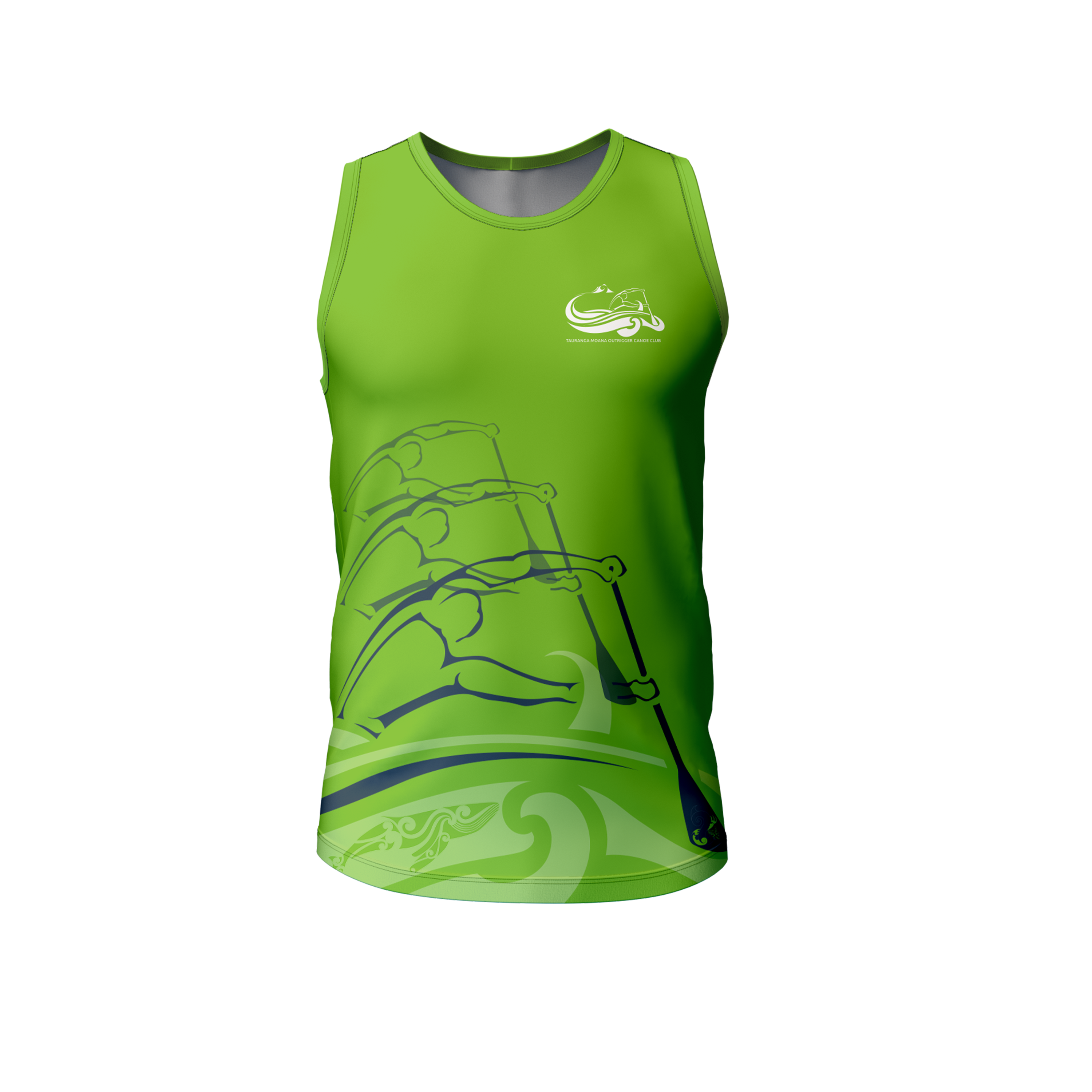 Tauranga Moana Outrigger Canoe Club - Official Green Racerback Singlet