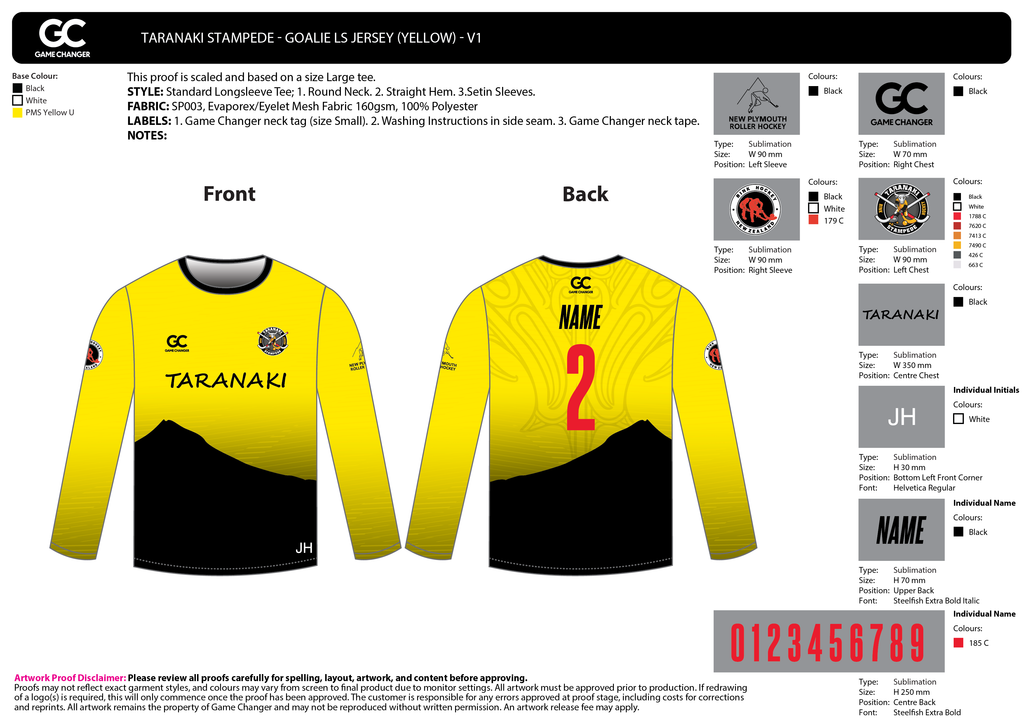 Taranaki Stampede Rink Hockey - Goalie Jersey